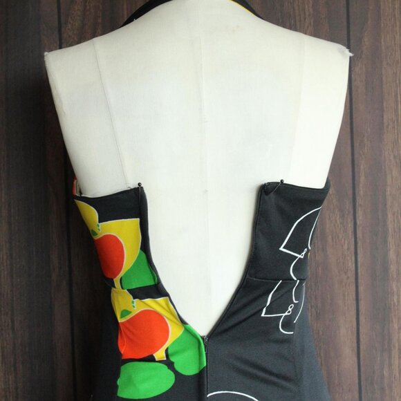 Vintage 1970s 1980s Dress, Joseph Magnin Maxidress, Primary Color Florals Halter - Picture 8 of 10